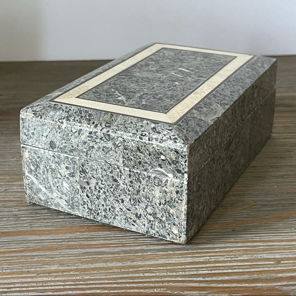 Gray coral polished stone trinket / jewelry box